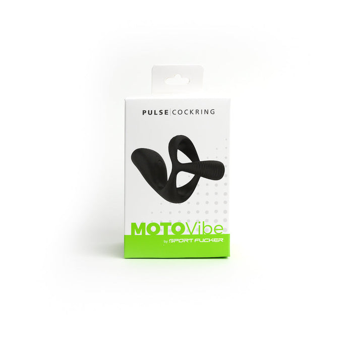 MOTOVibe - Pulse - Vibrerende Cockring met Ball Stretcher en Tickler - Zwart-Laced-up.nl