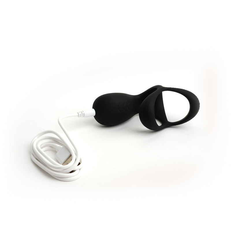 MOTOVibe - Pulse - Vibrerende Cockring met Ball Stretcher en Tickler - Zwart-Laced-up.nl