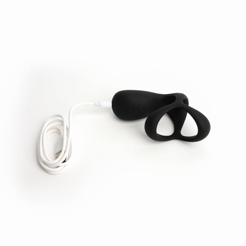 MOTOVibe - Pulse - Vibrerende Cockring met Ball Stretcher en Tickler - Zwart-Laced-up.nl