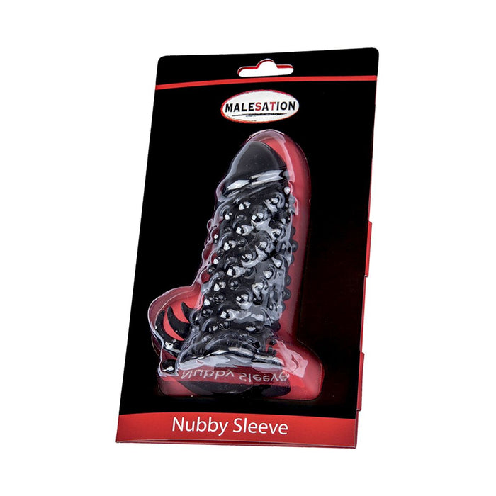 Malesation - Penis Sleeve met Noppen - Nubby Sleeve - Zwart-Laced-up.nl