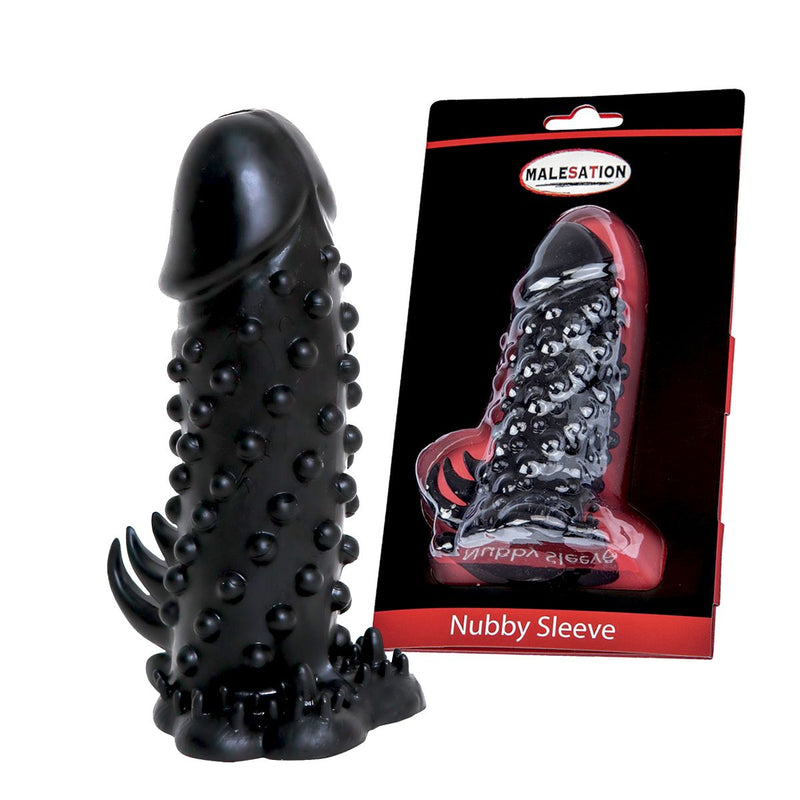 Malesation - Penis Sleeve met Noppen - Nubby Sleeve - Zwart-Laced-up.nl