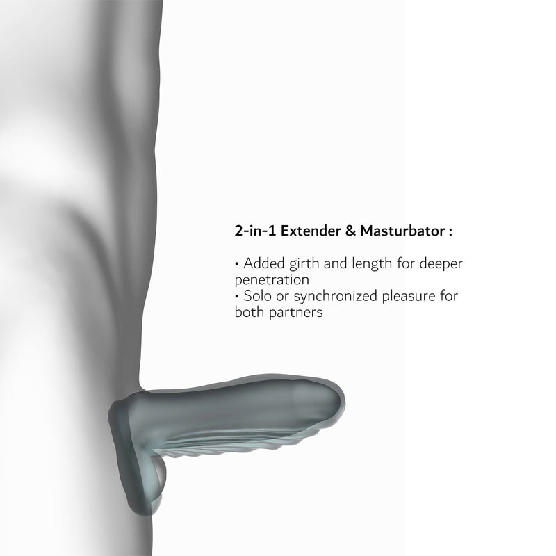 ManWan - Ryzer MAX - Penis Extender en Zachte Masturbatie Sleeve - Pine Grey-Erotiekvoordeel.nl