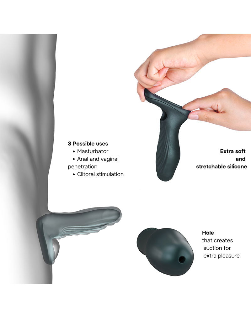 ManWan - Ryzer - Penis Extender en Zachte Masturbatie Sleeve - Pine Grey-Erotiekvoordeel.nl