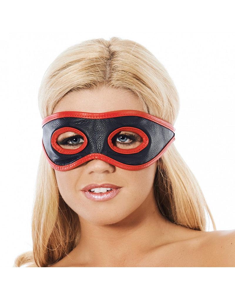 Masker Leer Met oog uitsparingen - Zwart/Rood-Laced-up.nl