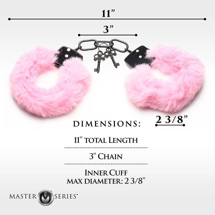 Master Series - Cuffed In Fur - Metalen Handboeien met Kunstbont - Roze-Laced-up.nl
