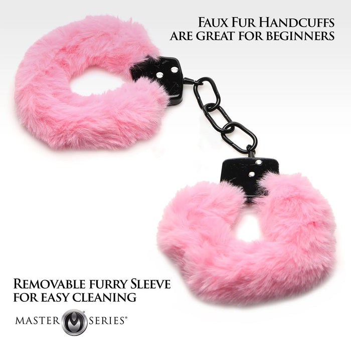 Master Series - Cuffed In Fur - Metalen Handboeien met Kunstbont - Roze-Laced-up.nl
