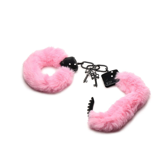 Master Series - Cuffed In Fur - Metalen Handboeien met Kunstbont - Roze-Laced-up.nl