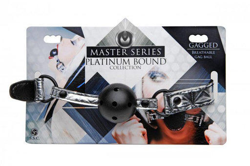 Master Series - Gagged - Ball Gag Met Gaatjes - Metallic Look Zilver-Laced-up.nl