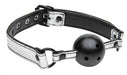 Master Series - Gagged - Ball Gag Met Gaatjes - Metallic Look Zilver-Laced-up.nl
