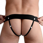 Master Series - Pumper - Opblaasbare Holle Strap-on Dildo met Harnas - Zwart-Laced-up.nl