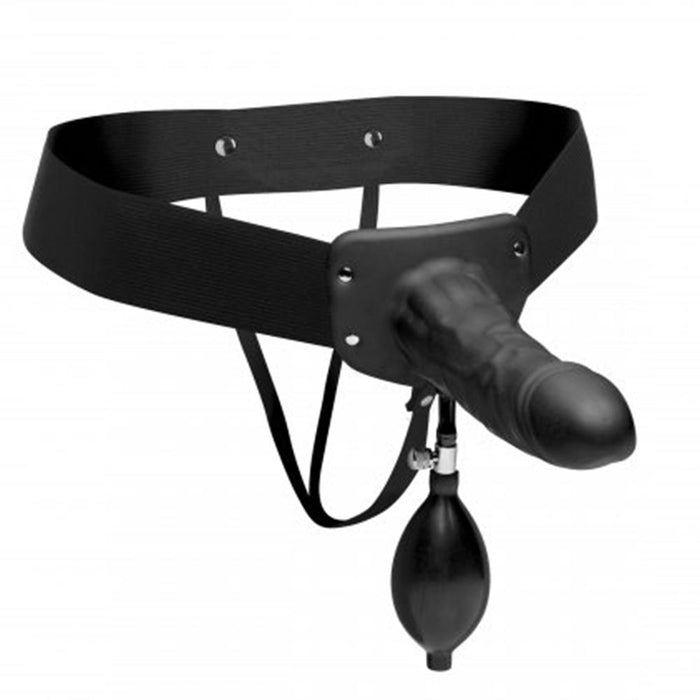 Master Series - Pumper - Opblaasbare Holle Strap-on Dildo met Harnas - Zwart-Laced-up.nl