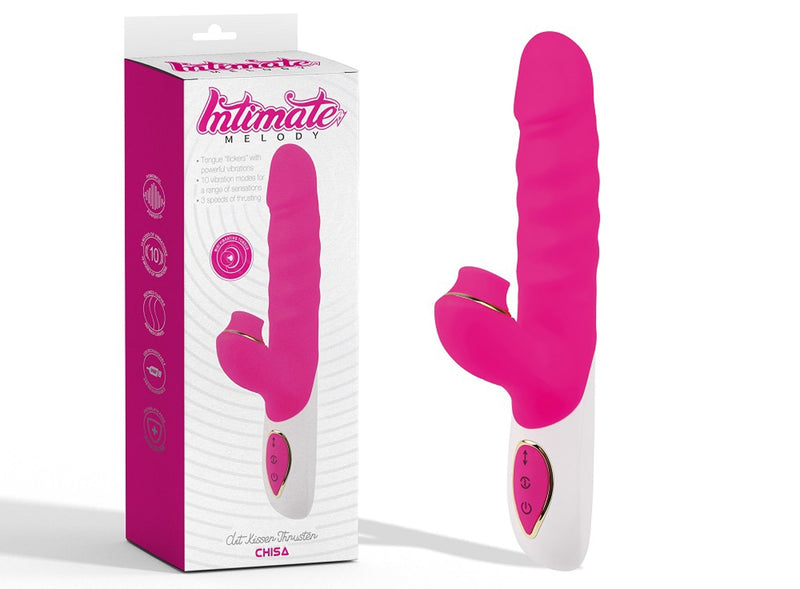 Melody Woo - Clit Kisser - Luchtdruk en Stotende Vibrator - Roze-laced-up.nl