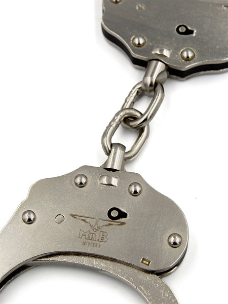 Mister B Cuff Double Lock Stalen Politiehandboeien Met Ketting - Zilver-Laced-up.nl