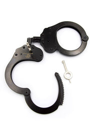 Mister B Cuffs - Double Lock with Hoop - Politiehandboeien - Zwart-Erotiekvoordeel.nl