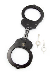 Mister B Cuffs - Double Lock with Hoop - Politiehandboeien - Zwart-Erotiekvoordeel.nl