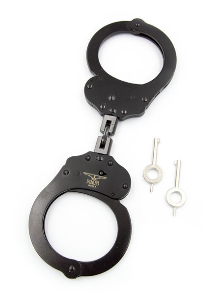 Mister B Cuffs - Double Lock with Hoop - Politiehandboeien - Zwart-Erotiekvoordeel.nl