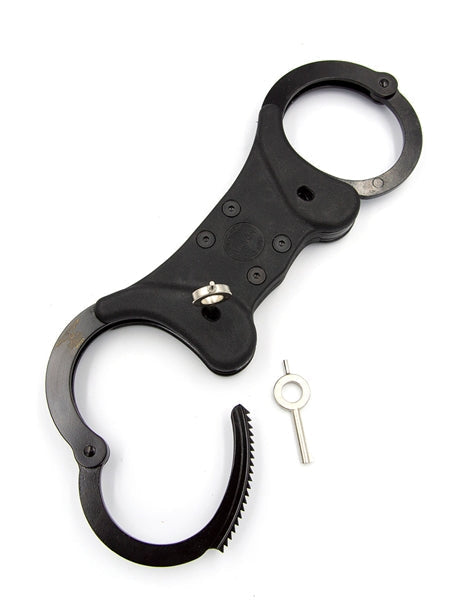 Mister B Cuffs - Double Lock Rigid Steel - Polizeihandfesseln - Schwarz - Laced-up.nl