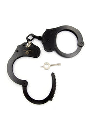 Mister B Cuffs - Double Lock - Stalen Politiehandboeien Met Ketting - Zwart-Erotiekvoordeel.nl