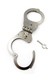 Mister B Cuffs - Hinged Police Handcuffs - Silver-Laced-up.nl
