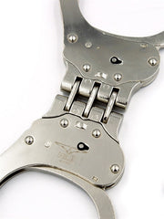 Mister B Cuffs - Hinged Police Handcuffs - Silver-Laced-up.nl