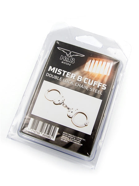 Mister B Cufs - Double Lock - Stalen Politiehandboeien Met Ketting - Zilver-Erotiekvoordeel.nl