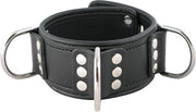 Mister B - Ruige Collar - Afsluitbare Leren Halsband met 3 D-Ringen - Verstelbaar - Zwart-Erotiekvoordeel.nl