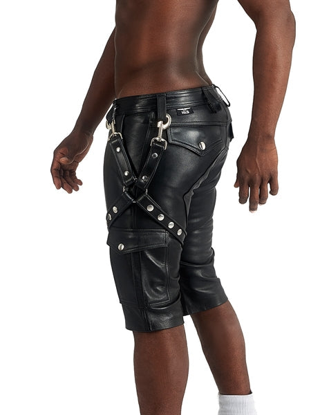 Mister B - Zwart Lederen Been Harnas - Tuigje - Verkrijgbaar in S/M en L/XL-Laced-up.nl