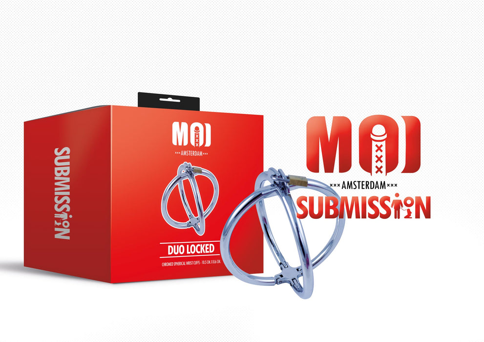 Moi - Duo Locked - Verchroomde bolvormige polsboeien - RVS - Zilver-Laced-up.nl