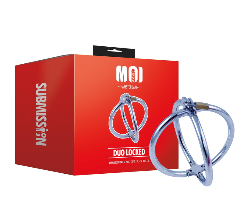 Moi - Duo Locked - Verchroomde bolvormige polsboeien - RVS - Zilver-Laced-up.nl