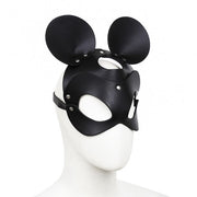 Kiotos - Mouse - Fetisch-Maske mit Ohren - PU-Leder - Schwarz-Laced-up.nl