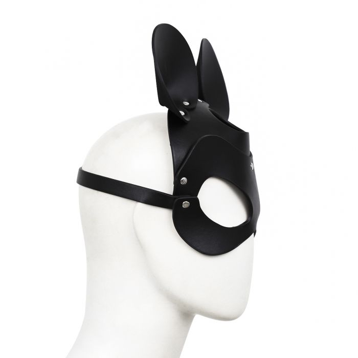 Kiotos - Mouse - Fetisch-Maske mit Ohren - PU-Leder - Schwarz-Laced-up.nl