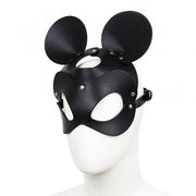 Kiotos - Mouse - Fetisch-Maske mit Ohren - PU-Leder - Schwarz-Laced-up.nl