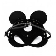 Kiotos - Mouse - Fetisch-Maske mit Ohren - PU-Leder - Schwarz - Laced-up.nl