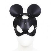 Kiotos - Mouse - Fetisch-Maske mit Ohren - PU-Leder - Schwarz-Laced-up.nl