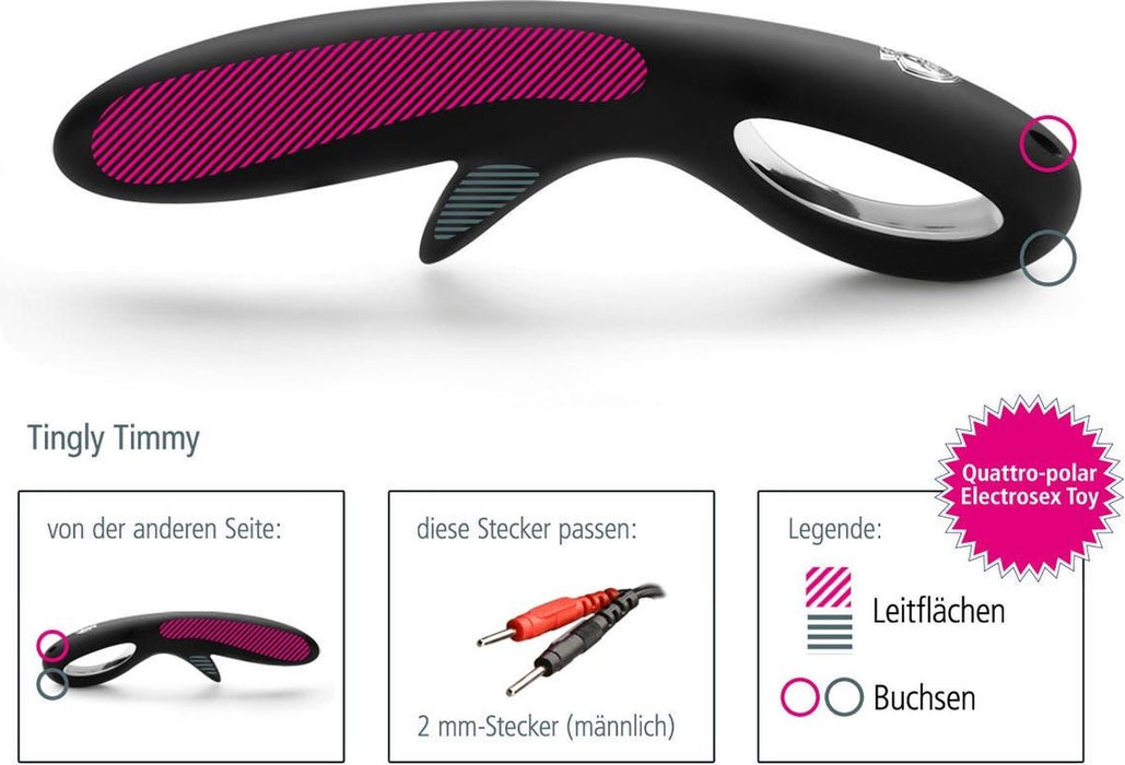 Mystim - Electrosex - Tingly Timmy - E-Stim Dildo - Black-Laced-up.nl