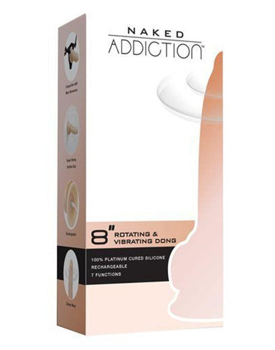 Naked Addiction - Roterende En Vibrerende Siliconen Dildo Met Zuignap 21,5 cm-Erotiekvoordeel.nl