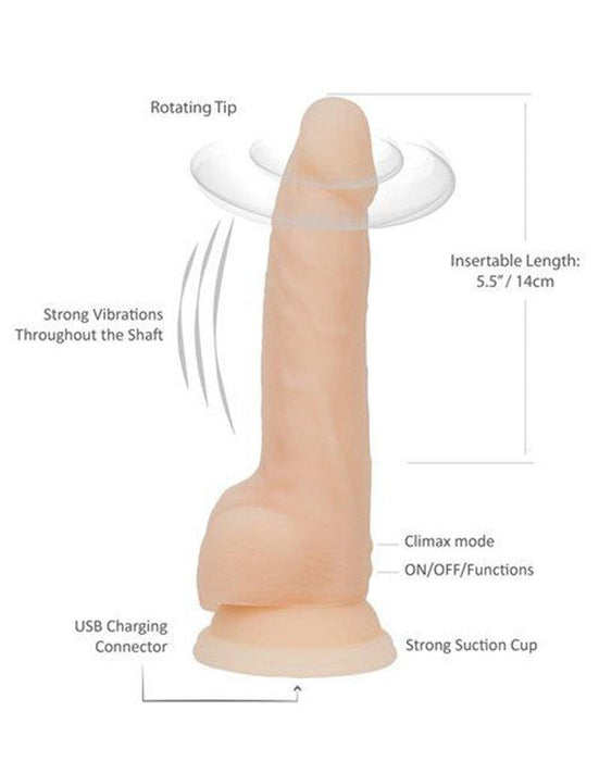 Naked Addiction - Roterende En Vibrerende Siliconen Dildo Met Zuignap 21,5 cm-Erotiekvoordeel.nl
