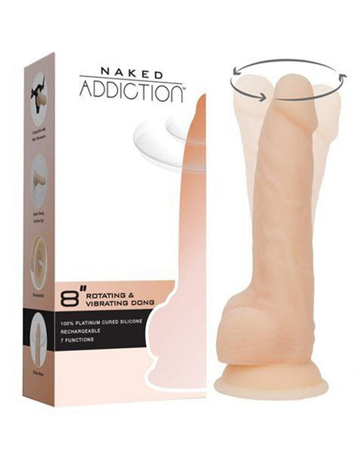 Naked Addiction - Roterende En Vibrerende Siliconen Dildo Met Zuignap 21,5 cm-Laced-up.nl
