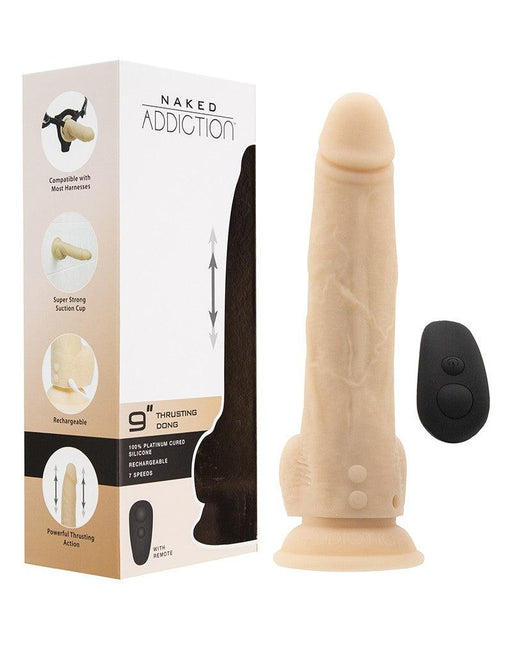 Naked Addiction - Stotende Dildo Met Zuignap En Afstandsbediening - Dubbellaags Siliconen - 18 cm-Laced-up.nl