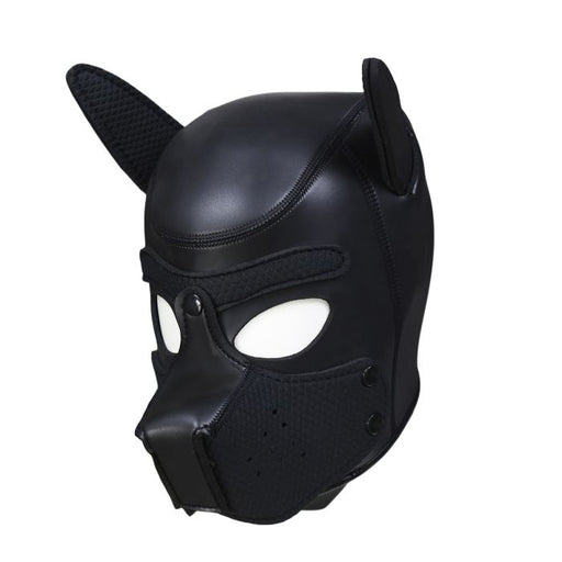 Neopreen Puppy Hood Zwart – Comfortabel hondenmasker voor puppy play-Laced-up.nl
