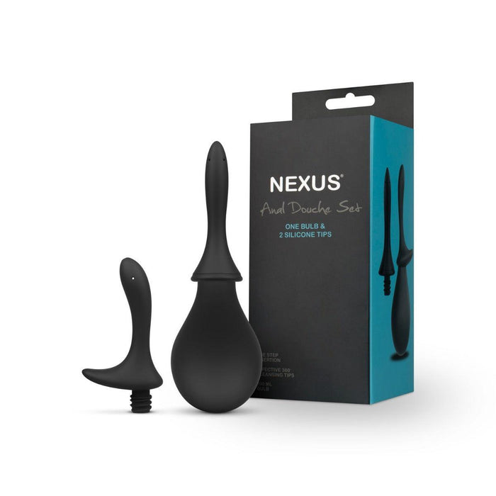 Nexus - Anaal Douche Set - Met 2 Verwisselbare Siliconen Tips - Zwart-Laced-up.nl