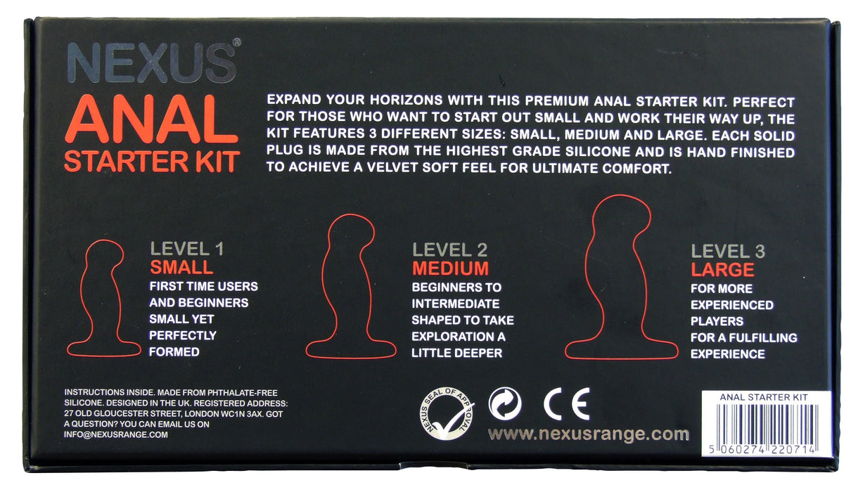 Nexus - Anal Starter Kit - 3 Siliconen Buttplugs - 3 maten - Zwart-Laced-up.nl