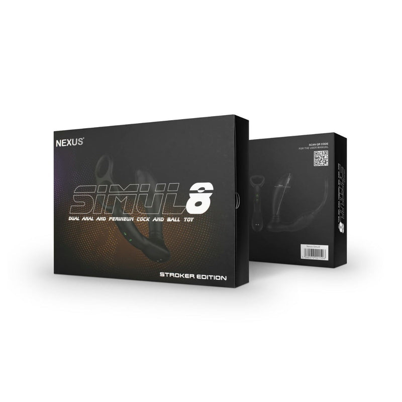 Nexus - Simul8 Stroker Edition - Double vibromasseur anal et périnéal - Noir-Laced-up.nl