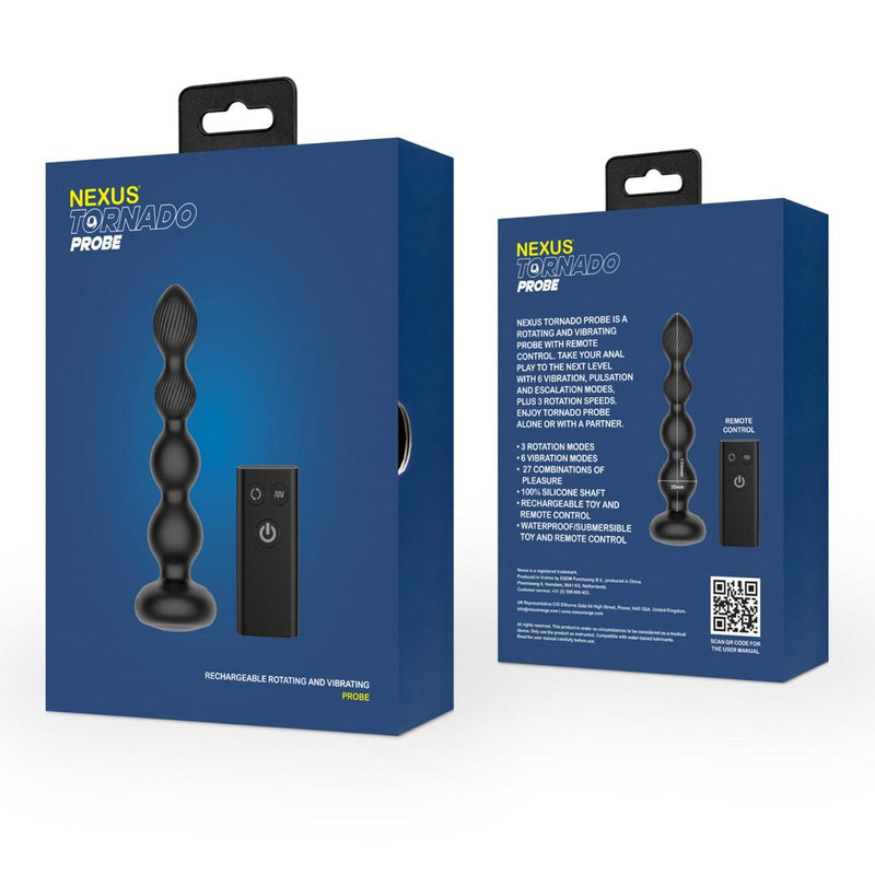 Nexus - Tornado - Roterende Kralen Vibrator - Zwart-laced-up.nl