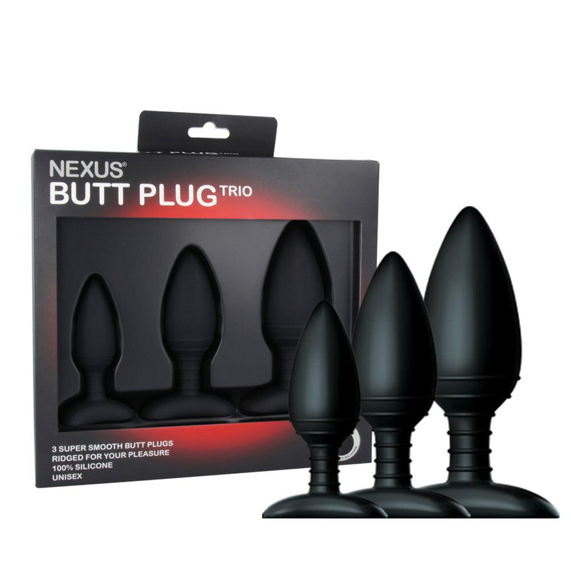 Nexus - Trio - Set 3 Kleinere Buttpluggen - Siliconen - Zwart-Laced-up.nl