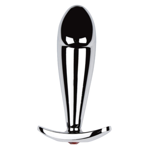 Fixxx - Aluminium Buttplug met Handvat met Rood Strass Steentje - Zilver-Laced-up.nl