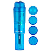 Pocket Pleasure - Pocket Rocket Massager - 4 opzetstukjes - Blauw-laced-up.nl