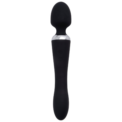 Dual Wand - Dubbelzijdig te Gebruiken Vibrator - USB Oplaadbaar - Zwart-laced-up.nl