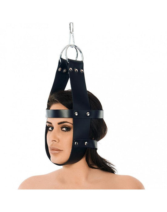 Rimba - Bondage Suspension Masker Met Ringen En Kinband - Zwart-Erotiekvoordeel.nl
