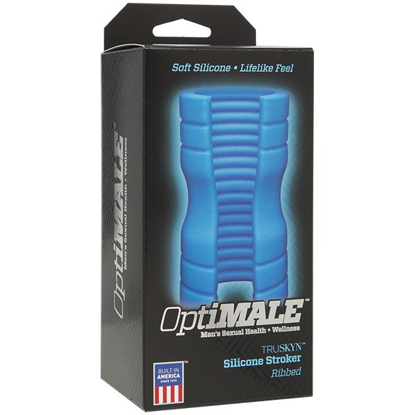 OptiMALE - Truskyn Siliconen Masturbator met Ribbels - Blauw-Laced-up.nl